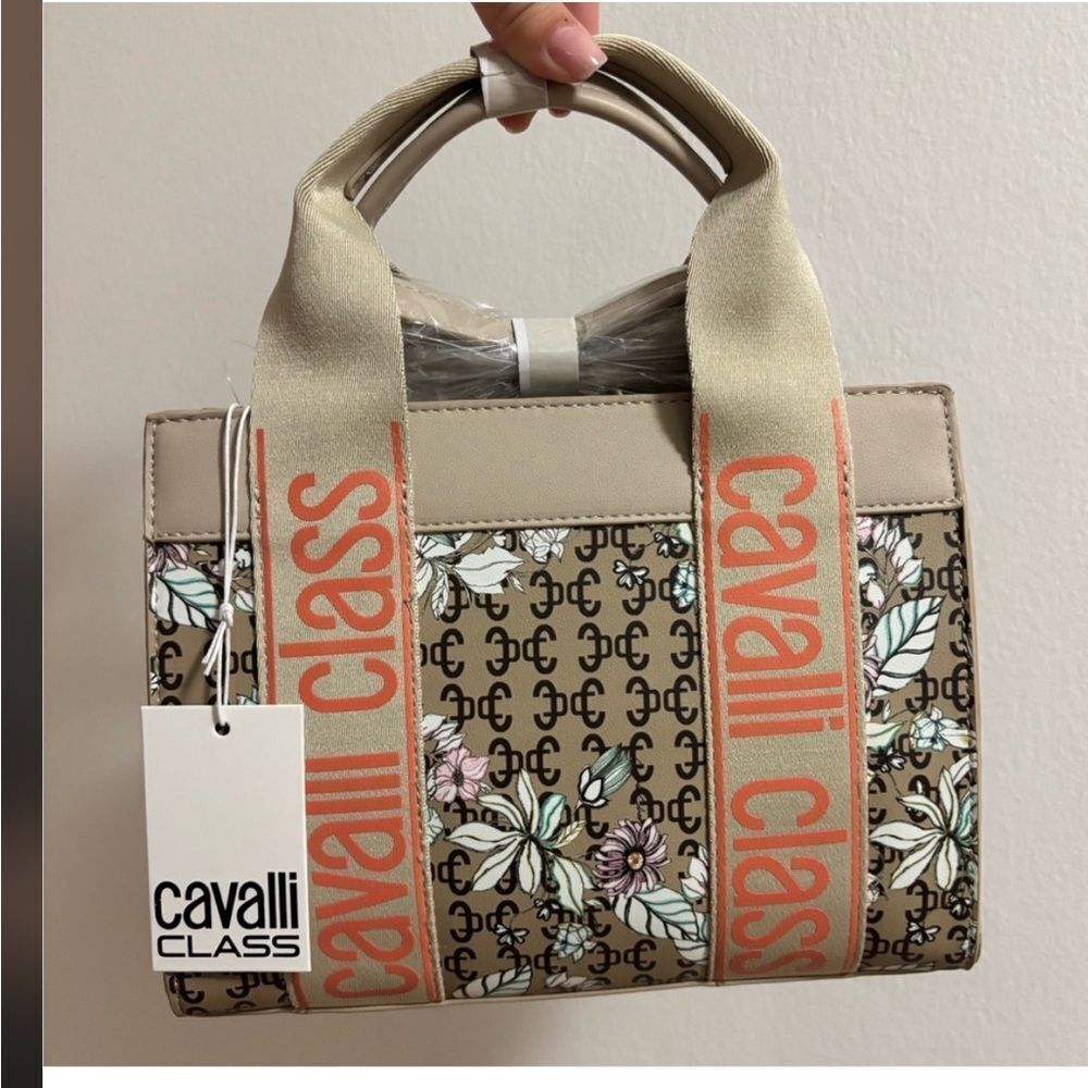 Cavalli Class Floral Beige Tote Bag